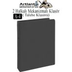 Artlantis 2 Halkalı Klasör 1 Adet A4 Pvc Öğrenci ve Ofis Tipi Evrak Sunum Talebe Klasörü Iç Cepli Otomatik Mekanizmalı Büro Okul - Siyah