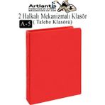 Artlantis 2 Halkalı Klasör 1 Adet A5 Pvc Öğrenci ve Ofis Tipi Evrak Sunum Klasörü Iç Cepli Otomatik Mekanizmalı Büro Okul Arşivle - Kırmızı