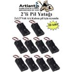 Artlantis 2 Li Pil Yatağı Deney 10 Adet Pil Yuvası Pil Kutusu Aa Kalem Kalın Pil 2x1,5 Volt Yaylı Pil Yuvası - 2x1,5v - Siyah - Standart