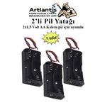 Artlantis 2 Li Pil Yatağı Deney 3 Adet Pil Yuvası Pil Kutusu Aa Kalem Kalın Pil 2x1,5 Volt Yaylı Pil Yuvası