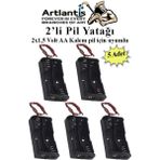 Artlantis 2 Li Pil Yatağı Deney 5 Adet Pil Yuvası Pil Kutusu Aa Kalem Kalın Pil 2x1,5 Volt Yaylı Pil Yuvası - 2x1,5v - Siyah - Standart