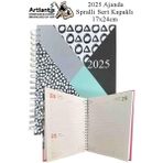 Artlantis 2025 Ajanda Spralli Sert Kapak 1 Adet 17X24 cm Telli Ajanda 2025 Çizgili Ajanda Günlük Planlayıcı Termo Kapak Ofis Okul - Beyaz