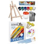Artlantis 20x20 Tuval Seti 1 Paket Masa Üstü Şövale Mydido Akrilik Boya Plastik Spatula Resim Fırçası Palet Ponpon Sünger Fırça