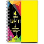 Artlantis 3 + 1 Ayraçlı Defter 4 Konulu 100 Yaprak 1 Adet 3 Kareli 1 Çizgili Spralli Plastik Kapak Seperatörlü - Sarı - Standart