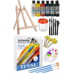 Artlantis 30X30 Tuval Seti 1 Paket Masa Üstü Şövale Monalisa Akrilik Boya Plastik Spatula Resim Fırçası Palet Ponpon Sünger Fırça - Standart - Renkli