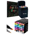 Artlantis 36 Adet Çift Taraflı Marker Kalem Çantalı 1 Paket 36 Renk Touch Markör Aşk İle Boya Mandala Büyüklere Boyama Kitabı