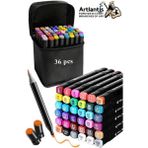 Artlantis 36 Adet Çift Taraflı Marker Kalem Çantalı 1 Paket 36 Renk Touch Markör Çift Uçlu Keçeli Kalem Sanat Tasarım Hobi - Renkli - Standart