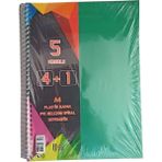 Artlantis 5 Konulu 125 Yaprak 4 Kareli + 1 Çizgili Plastik Kapak Seperatörlü Yeşil Spiralli Defter
