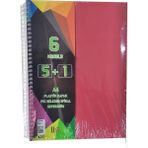 Artlantis 5+1 Ayraçlı Defter 6 Konulu 150 Yaprak 1 Adet 5 Kareli 1 Çizgili Spralli Plastik Kapak Seperatörlü (Kırmızı)