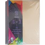 Artlantis 6+3 Ayraçlı Defter 9 Konulu 225 Yaprak 1 Adet 6 Kareli 3 Çizgili Spralli Plastik Kapak Seperatörlü - Krem