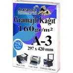 Artlantis A3 Gramajlı Fotokopi Kağıdı 250 Adet 160 gr Sertifika Kağıdı Kalın Kağıt Baskı Tüm Yazıcılara Uyumlu 29.7X42CM Ofis Büro