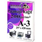 Artlantis A3 Gramajlı Fotokopi Kağıdı 250 Adet 200 gr Sertifika Kağıdı Kalın Kağıt Baskı Tüm Yazıcılara Uyumlu 29.7X42CM Ofis Büro - 1