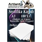 Artlantis A3 Sertifika Kağıdı Kalın 100 Adet Gramajlı Fotokopi Kağıdı 160 gr Tüm Yazıcılara Uyumlu 29.7x42 cm Kalın Baskı Kağıdı