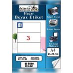 Artlantis A4 3 Lü Hazır Etiket 210X99 mm 20 Sayfa 1 Paket Kendinden Yapışkanlı Fotokopi Lazer Inkjet Kağıdı Yazıcılar Için Uyumlu - Standart