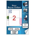 Artlantis A4 Hazır Etiket 210x148.5 mm 10 Sayfa 1 Paket 2 li Kendinden Yapışkanlı Fotokopi Lazer İnkjet Kağıdı Yazıcılar İçin Uyumlu