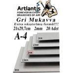 Artlantis A4 Mukavva Gri 2 mm 20 Adet 1 Paket 21X29,7 cm A-4 Mukavva 2,0 mm Kalınlığında A-4 Mukavva - Standart