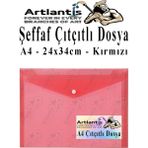 Artlantis A4 Şeffaf Çıtçıtlı Dosya 1 Adet Kırmızı 24x34 cm Su Geçirmez 100 Yaprak Kapasite