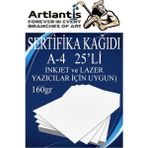 Artlantis A4 Sertifika Kağıdı Kalın 25 Adet Gramajlı Fotokopi Kağıdı 160 gr Tüm Yazıcılara Uyumlu 21x29.7 cm Kalın Baskı Kağıdı