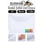 Artlantis A5 Çıtçıtlı Dosya Şeffaf Renkli Zarf Dosya 1 Adet 17x22 cm Çıt Çıtlı Dosya Su Geçirmez 50 Yaprak Kap