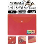 Artlantis A5 Çıtçıtlı Dosya Şeffaf Renkli Zarf Dosya 1 Adet 17X22 cm Çıt Çıtlı Dosya Su Geçirmez 50 Yaprak Kapasiteli - Kırmızı