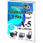 Artlantis A5 Gramajlı Fotokopi Kağıdı 50 Adet 250 gr Sertifika Kağıdı Kalın Kağıt Baskı Tüm Yazıcılara Uyumlu 14.8X21CM Ofis Büro