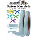 Artlantis Açık Mavi Kurdele Saten 1 cm 10 Metre 2 Adet Saten Kurdela Parlak Hediye ve Süsleme Şeridi Süs Paketleme Çiçek Saç El - 1cm x 10 metre - Standart
