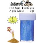 Artlantis Açık Mavi Toz Sim Tuzluklu 7 gr 3 Adet Renkli Toz Sim Epoksi Reçine Okul Etkinlik Dekarasyon Slime - Standart