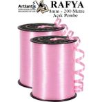 Artlantis Açık Pembe Rafya Şerit Kurdela 2 Adet 8mm 200 Metre Rabant Rafya Renkli Hediye Paketleme Ipi Kurdela Balon Bağlama - 8 mm