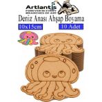 Artlantis Ahşap Boyama Deniz Canlıları 10 Adet 10X15CM Boyama Figürü Etkinlik Çoçuk Gelişim Motor Beceri Kreş Anasınıfı - Mavi