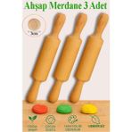 Artlantis Ahşap Merdane 17 cm 3 Adet Okul Öncesi Oyun Hamuru Şekillendirici ve Gıda Için Uygun Naturel Merdane Seti - Standart