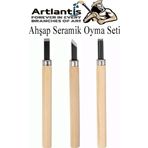 Artlantis Ahşap Seramik Oyma Seti 3 lü 1 Paket İskarpela Seti Paslanmaz Çelik Bıçaklı Ağaç Oyma Heykel Hobi Kretuar Gravür