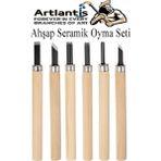 Artlantis Ahşap Seramik Oyma Seti 6 Lı 1 Paket Iskarpela Seti Paslanmaz Çelik Bıçaklı Ağaç Oyma Heykel Hobi Kretuar Gravür - Standart - Naturel