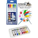 Artlantis Akrilik Boya 10 Renk 9 ml Tüp 1 Paket 10 Lu Akrilik Boya Seti ve Yuvarlak Resim Paleti Fırçalı 1 Paket 10 Hazneli Boya Paleti Sanatsal Boyalar Için Palet Akrilik Boya