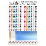 Artlantis Akrilik Boya 3 Ml 12 Renk Resim Fırçası Ve Paleti 10 Paket Mini Küçük Akrilik Boya Taş Ahşap Seramik Tuval Alçı Tuval Çok Renkli