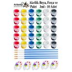 Artlantis Akrilik Boya 3 Ml 6 Renk Resim Fırçası Ve Paleti 5 Paket Mini Küçük Akrilik Boya Taş Ahşap Seramik Tuval Alçı Tuval Çok Renkli
