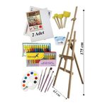 Artlantis Akrilik Boya Resim Seti Fanart 12 Renk Akrilik Boya Şövalye 2 Tuval 50x70 Fırça Spatula Palet Şövale