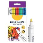Artlantis Akrilik Markör Seti 5 Renk 1 Paket 2 mm Yuvarlak Uçlu Akrilik Marker Keçe Uçlu Seramik Ahşap Kumaş Tuval Metal Taş Her Yüzeye