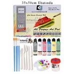Artlantis Alex Schoeller Çok Amaçlı Sanatsal Blok 35x50 200 Gr 15 Yaprak Artdeco 140 Ml Akrilik Boya 6 Renk Plastik Spatula Fırça Çok Renkli