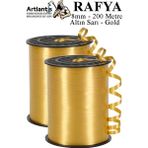 Artlantis Altın Sarı Rafya Şerit Kurdela 2 Adet 8mm 200 Metre Rabant Rafya Renkli Hediye Paketleme Ipi Kurdela Balon Bağlama - Altın Sarısı - 8 mm