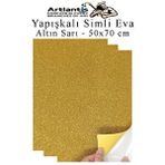 Artlantis Altın Sarı Yapışkanlı Simli Eva 50x70 Cm 3 Adet Simli Yapışkanlı Eva Süngeri Okul Kreş Anasınıfı Elişi Etkinlikleri Hobi