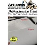 Artlantis Amerikan Bristol Karton 35 x 50 cm 100 Adet 220 gr Bir Tarafı Parlak Bir Tarafı Mat Kağıt Biristol Karton - Beyaz - Standart - 35X50cm
