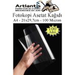 Artlantis Asetat Kağıdı Pvc A4 100 Adet 100 Micron Fotokopi Asetatı Şeffaf A4 Kağıdı 21X29,7 Projektör Tepegöz - Standart - 21x29,7 cm
