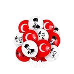 Artlantis Atatüklü Balon 10 Adet Ata Balon Süsleme 29 Ekim 23 Nisan Kırmızı Beyaz Balon Bayrak Balon Bayram