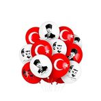 Artlantis Atatüklü ve Bayraklı Balon 100 Adet Ata Balon Süsleme 29 Ekim 23 Nisan Kırmızı Beyaz Balon Bayrak Balon Bayram