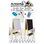 Artlantis Ayaklı Yazı Tahtası Çift Taraflı 40x50cm 1 Adet Çocuk Yazı Tahtası Alıştırma Tahtası