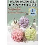 Artlantis Banyo Lifi Ponponlu 1 Adet Ince Fileli Esnek ve Yumuşak Banyo Lifi Duş Banyo Kesesi Kaliteli Top Lif - Standart