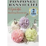 Artlantis Banyo Lifi Ponponlu 2 Adet İnce Fileli Esnek ve Yumuşak Banyo Lifi Duş Banyo Kesesi Kaliteli Top Lif