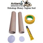 Artlantis Basit Teleskop Yapım Seti 1 Paket Teleskop Deney Seti Silindir Karton Mercek Okul Sınıf Etkinlik - Renkli - Standart