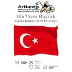 Artlantis Bayrak 50x75 cm Türk Bayrağı Kumaş 1 Adet Alpaka Kumaş Bez Bayrak Kaliteli Türk Bayrağı