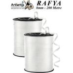 Artlantis Beyaz Rafya Şerit Kurdela 2 Adet 8mm 200 Metre Rabant Rafya Renkli Hediye Paketleme Ipi Kurdela Balon Bağlama Ponpon